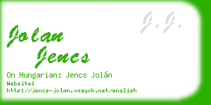 jolan jencs business card